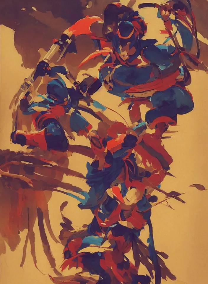 Image similar to orientalist painting of a ninja shaman, in the style of syd mead, jeremy cowart, concept art in the style of megaman x zero by greg rutkowski, by greg tocchini, by james gilleard, by joe fenton