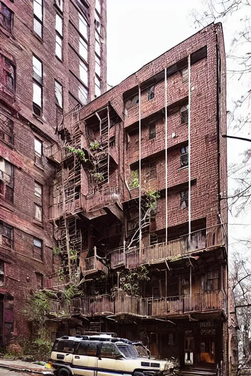 Image similar to (((((a ramshackle manhattan brick brownstone deep in the forest))))) by Phuoc Quan!!!!!!!!!!!!!!!!!!!!!!!!!!!