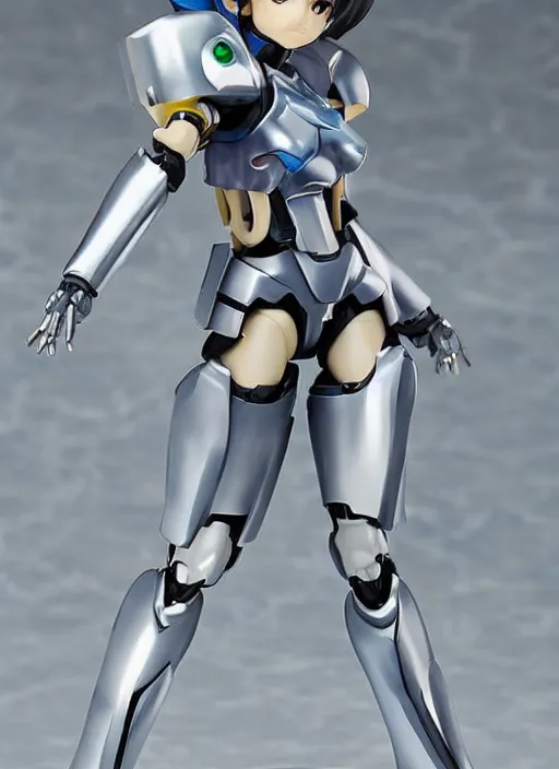 Image similar to Girl in mecha cyber Armor, portrait of the action figure of a girl, with bare legs，in the style of Kotobukiya CO.,LTD.，anime figure