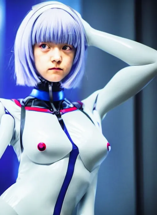 Image similar to casting photograph of the girl playing Rei Ayanami in a live-action version of Neon Genesis Evangelion