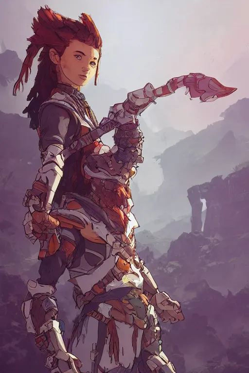 Image similar to combination suit armor aloy horizon forbidden west horizon zero dawn robot ninja mask helmet backpack tribal, art gta 5 comics, official fanart behance hd artstation by jesper ejsing, by rhads, makoto shinkai and lois van baarle, ilya kuvshinov, ossdraws