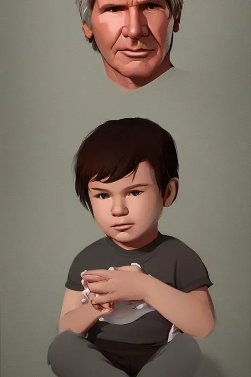 Image similar to Harrison Ford as a baby, ilya kuvshinov, cgsociety