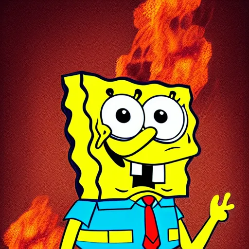 Spongebob As A Firefighter In The City Cinematic Stable Diffusion