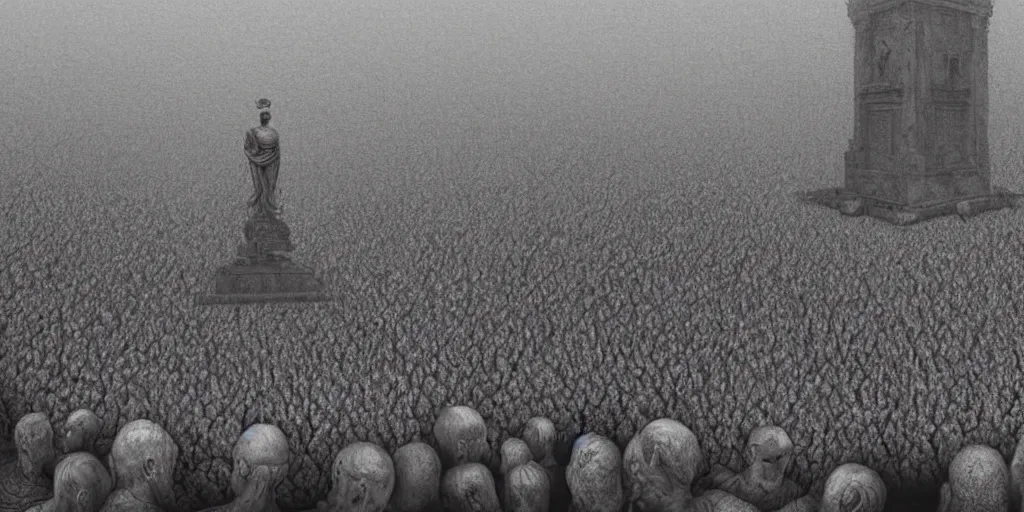 Prompt: highly detailed photograph a military sponsored coahella with crowds centered around statue of a roman mark zuckerberg, dust storm, cinematic, ultra realistic, realism, intricate, digital art, ambient, by beksinski, by jamie hewlett, gothic art style, 3 5 mm film grain, artstation