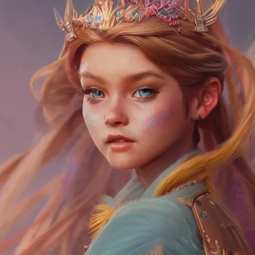 Image similar to detailed concept art illustration pastel painting of a beautiful Disney warrior princess in full intricate clothing, ultra detailed, digital art, octane render, 4K, dystopian, micro details