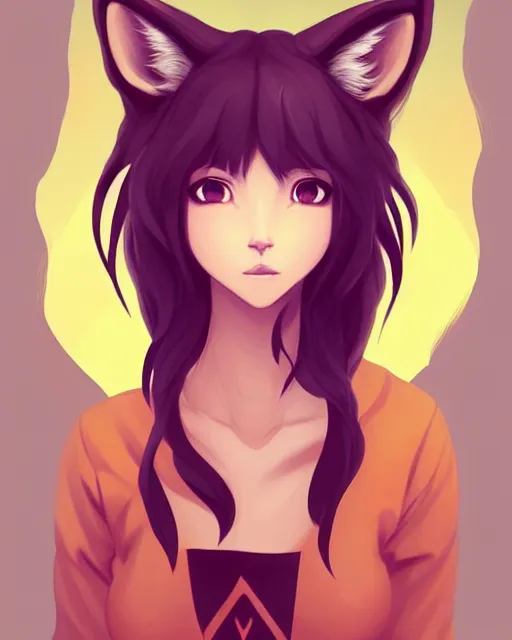 Prompt: fullbody portrait of wild half - fox woman with fox nose and ears, wearing summer jeans shorts and tshirt, anime art, concept art, detailed attractive face with fox nose and fox mouth, symmetrical, trending on pixiv, by lois van baarle by sung choi by john kirby artgerm style pascal blanche and magali villeneuve