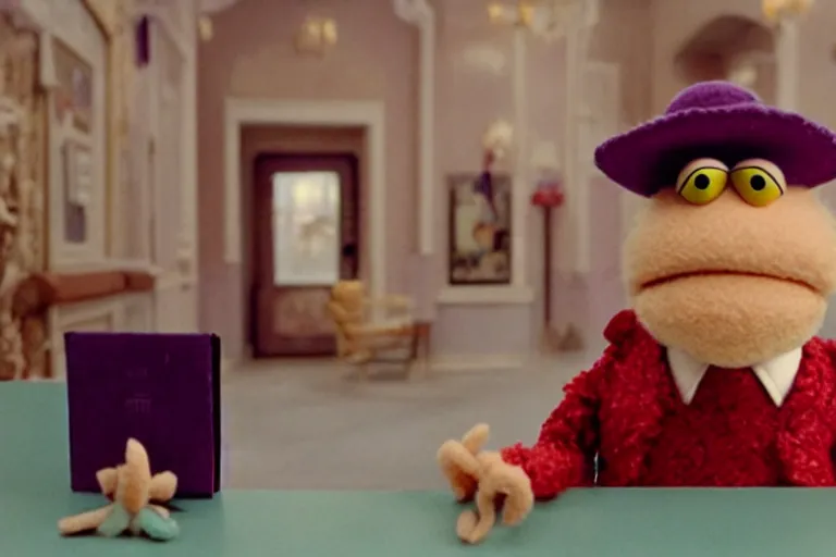 Prompt: a muppet by Wes Anderson