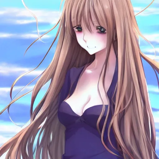 Image similar to a portrait of a beautiful anime girl, long hair