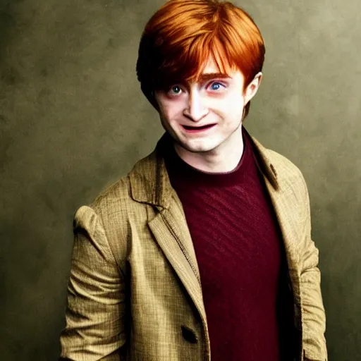 Prompt: daniel radcliffe as ron weasley