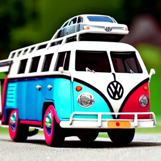 Prompt: jerry garcia (driving a Volkswagen bus) waving, detailed, realistic