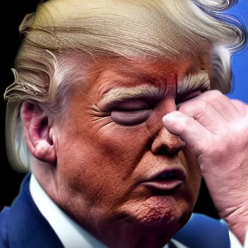 Image similar to donald trump crying in secret long lens hq photo