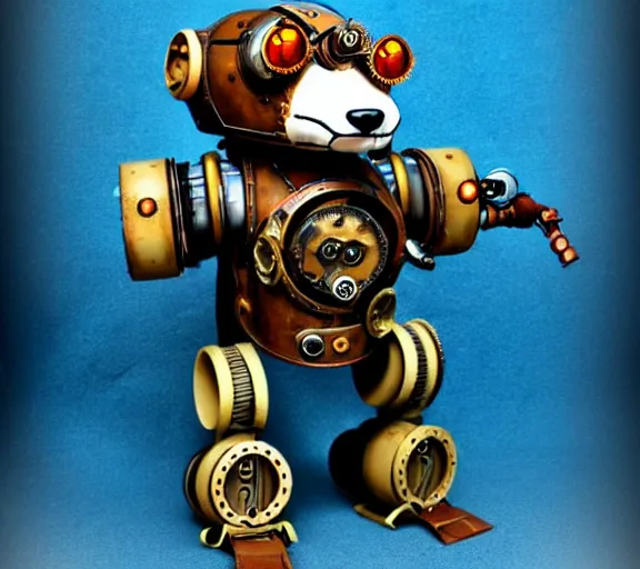 Image similar to steampunk ferret - shaped mech, steampunk bioshock - inspired borderlands - inspired ferret - shaped robot