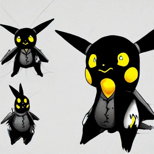 Image similar to a detailed render of pikachu as a character in a tim burton movie. Gothic, trending on artstation.