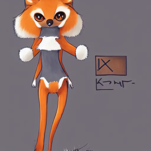 Image similar to an anthropomorphic fox, fursona!!! by kawacy, trending on artstation, full body