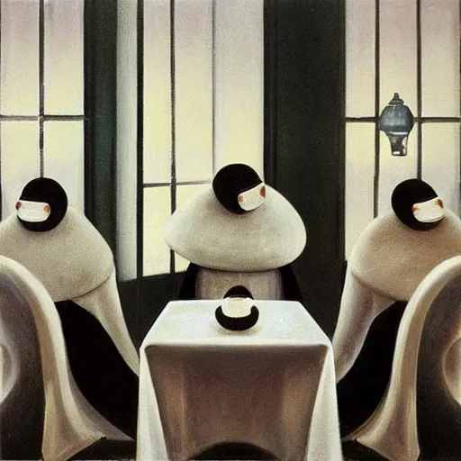 Image similar to tardigrades!!!!!!!! in restaurant in style of vilhelm hammershoi