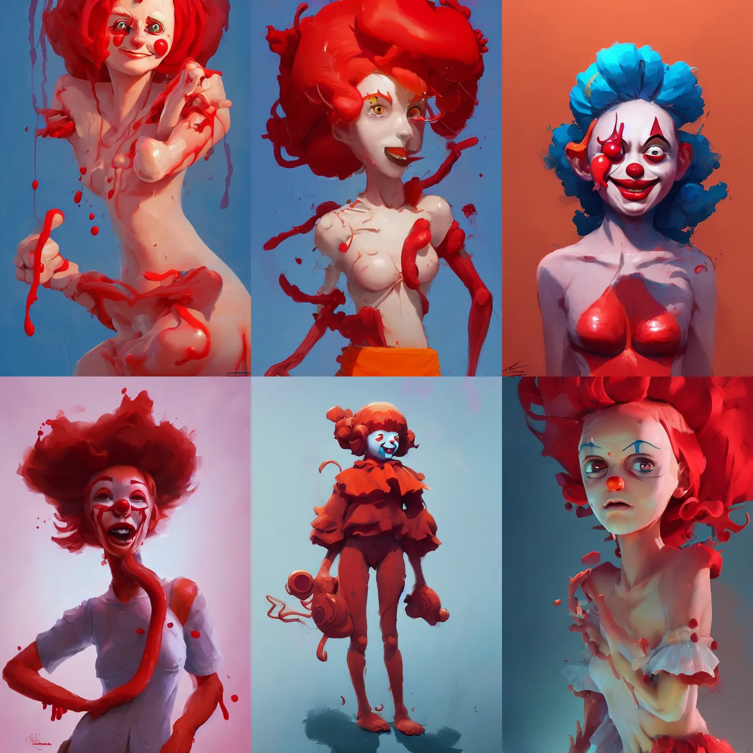 Prompt: clown girl made of red slime, cartoon, transparent, behance hd artstation by jesper ejsing by rhads, makoto shinkai and lois van baarle, ilya kuvshinov, ossdraws