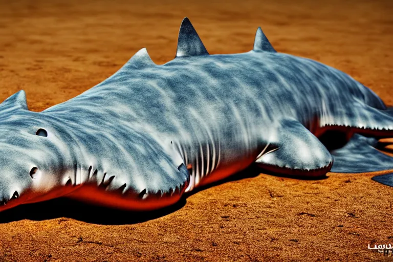 Image similar to a land shark, hyper realistic photography