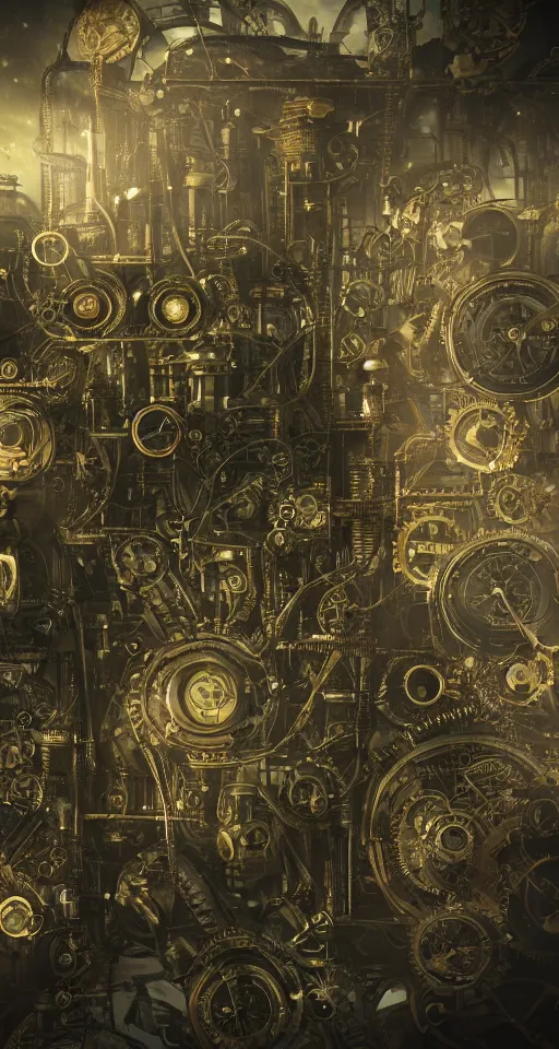 Prompt: steampunk matrix, stopped in time, atmospheric, ominous, eerie, cinematic, Epic, 8k, 4k, ultra detail, ultra realistic, 85mm lens