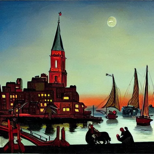 Image similar to painting of boston by michel delacroix, very detailed, high quality