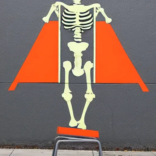 Image similar to a skeleton with hands that looks like traffic - cones