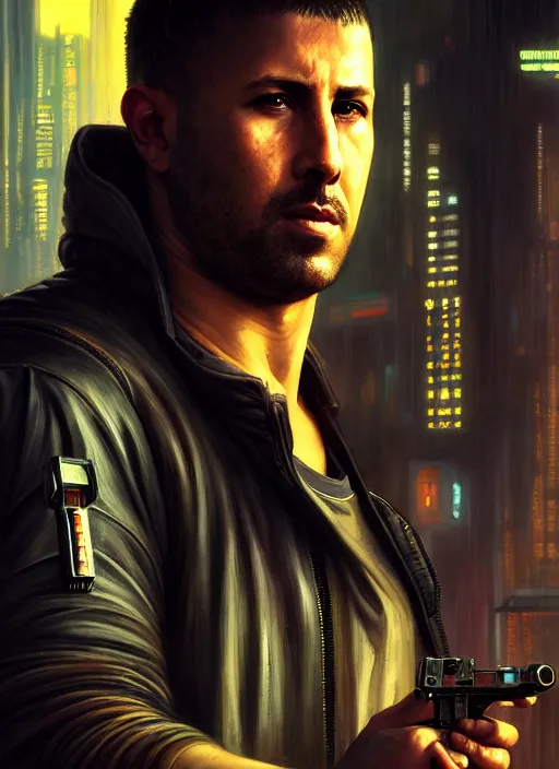 Image similar to Cyberpunk mechanic (blade runner 2049, cyberpunk 2077). Orientalist portrait by john william waterhouse and James Gurney and Theodore Ralli and Nasreddine Dinet, oil on canvas. Cinematic, hyper realism, realistic proportions, dramatic lighting, high detail 4k