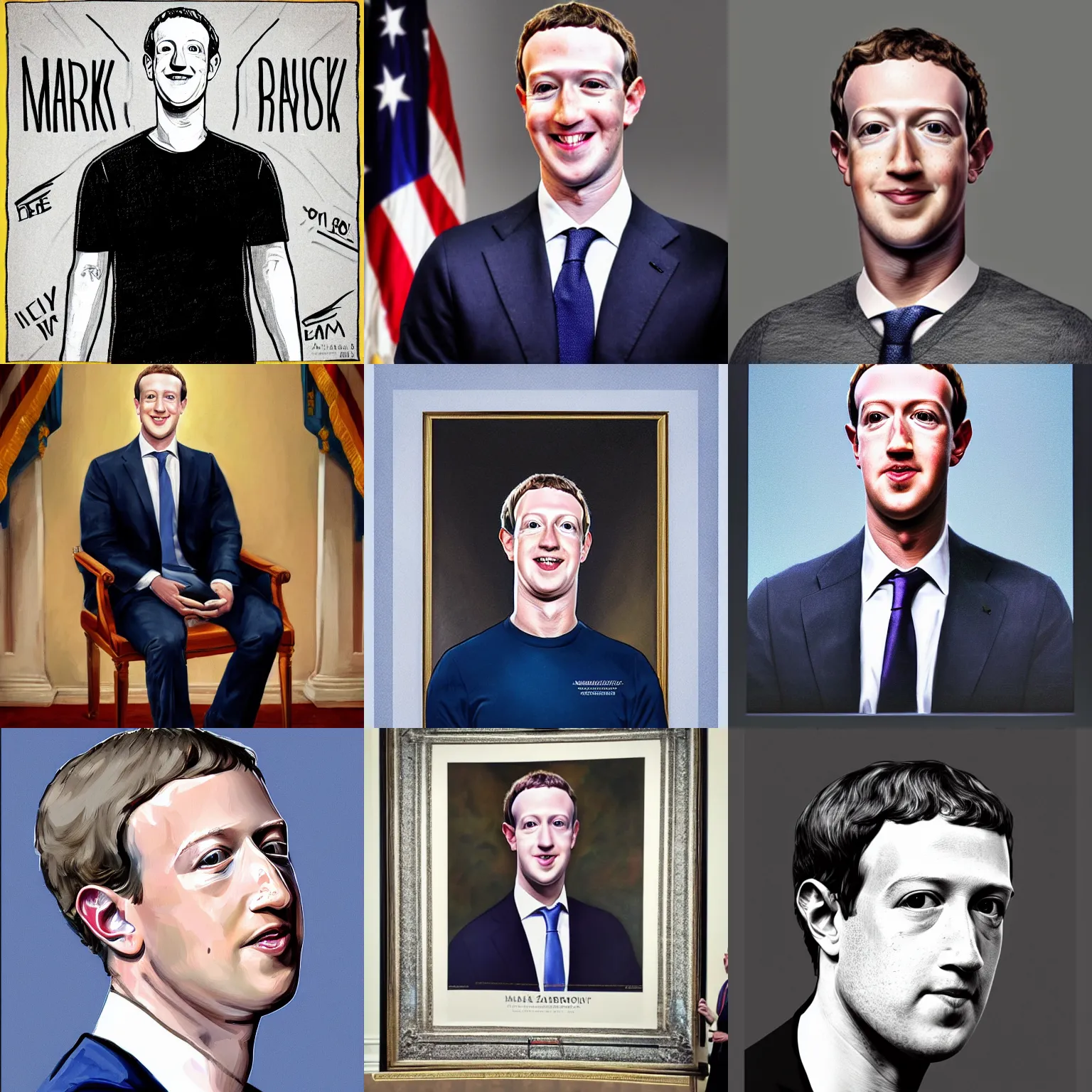 Prompt: Mark Zuckerberg presidential portrait