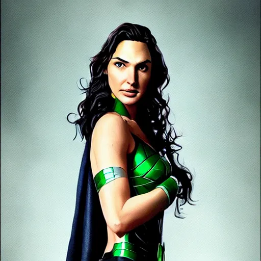 Prompt: an potrait of gal gadot cast of Green Lantern , photorealistic, high detail, full body shot.
