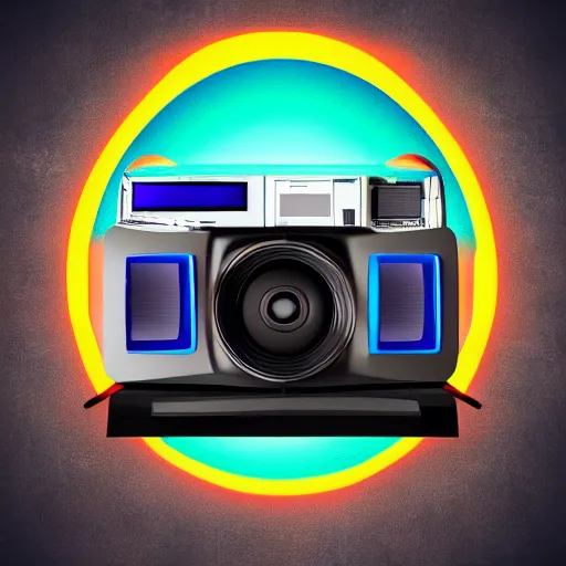 Image similar to 3 d render of a stacked polaroid camera, vector illustration, with flash, futuristic design