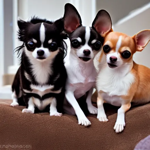 Image similar to chihuahua family picture hd, 4 k, highly detailed