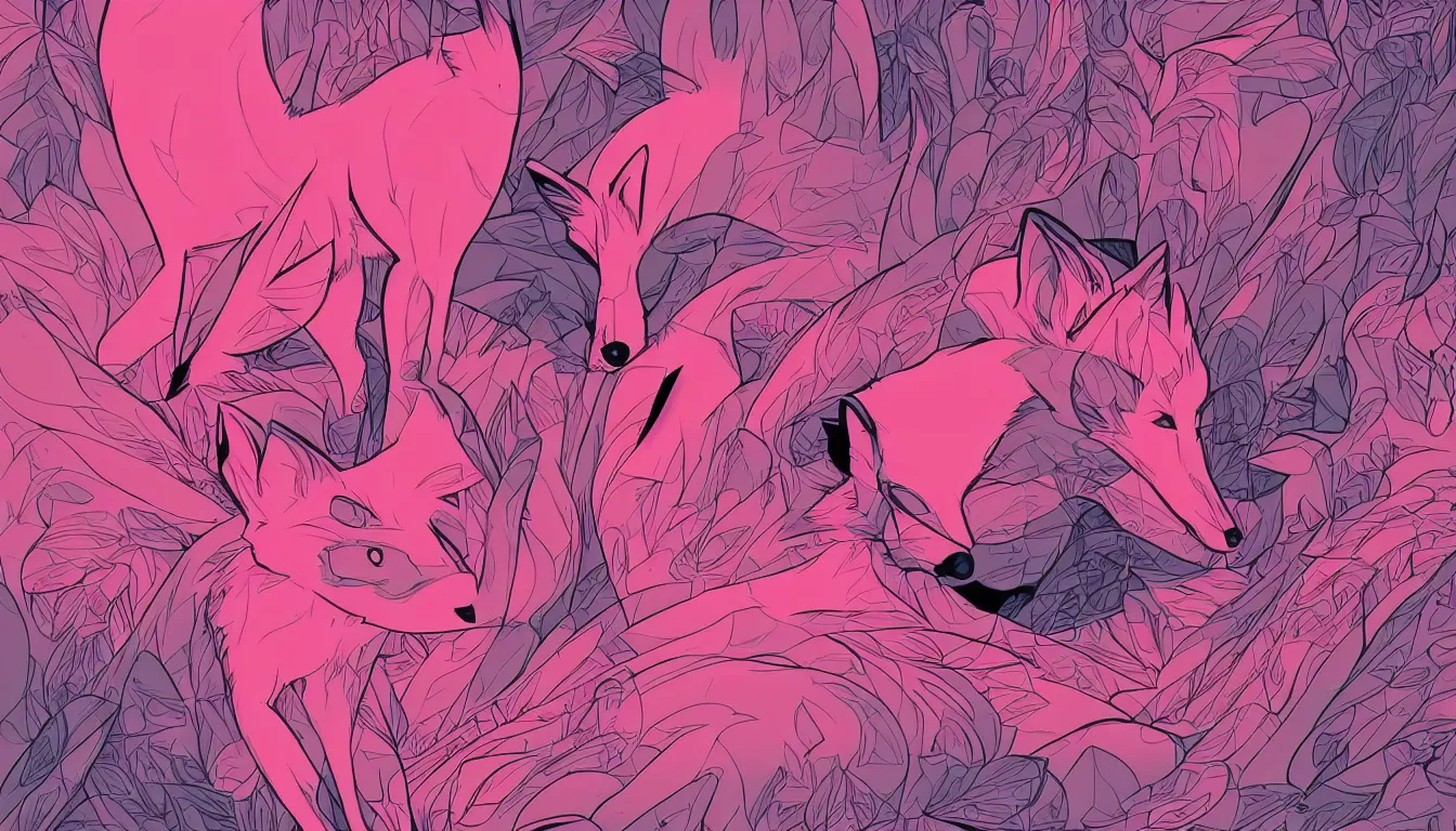 Prompt: pink fox by Kilian Eng, minimalist, detailed