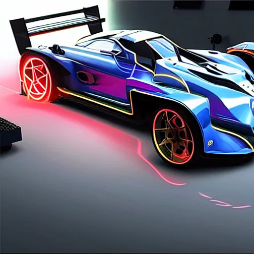 Image similar to a cyberpunk racing car