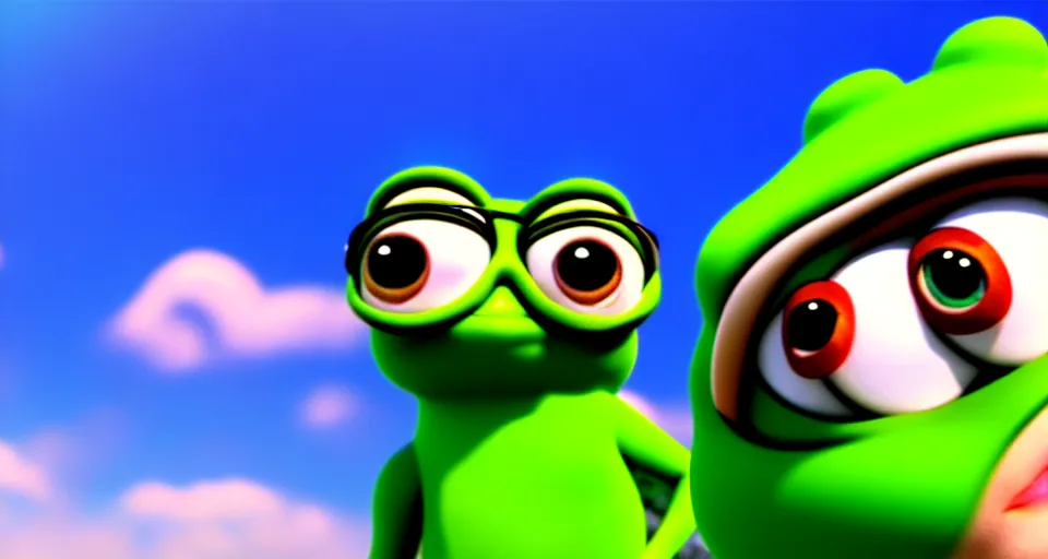 Prompt: frame from pepe 3d movie