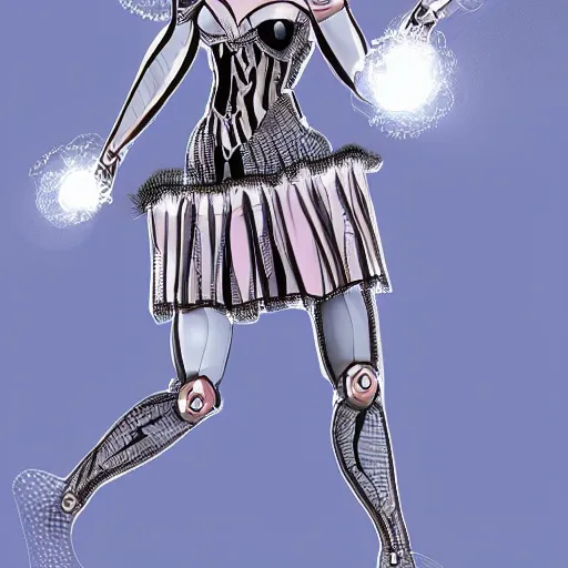 Image similar to a feminine cyborg designed to look like a moth in a cabaret style dress, digital art,