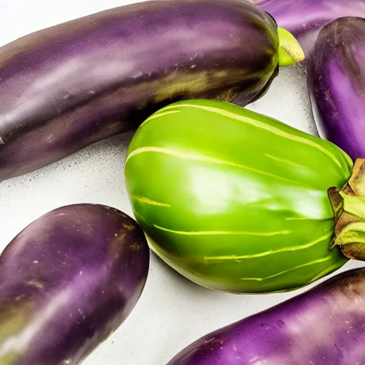 Image similar to an eggplant exploding into eggplants, award-winning photography