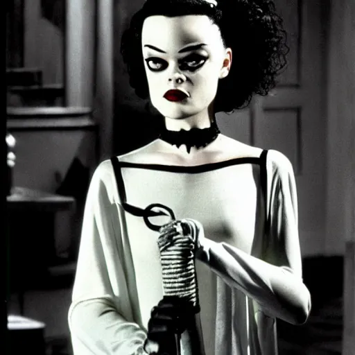Prompt: bride of frankenstein ( 1 9 3 5 ) as wednesday addams, still from the addams family ( 1 9 9 1 )