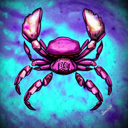 Image similar to violet fantasy crab scorpion hybrid, graveyard background, hearthstone coloring style, epic fantasy style art, fantasy epic digital art