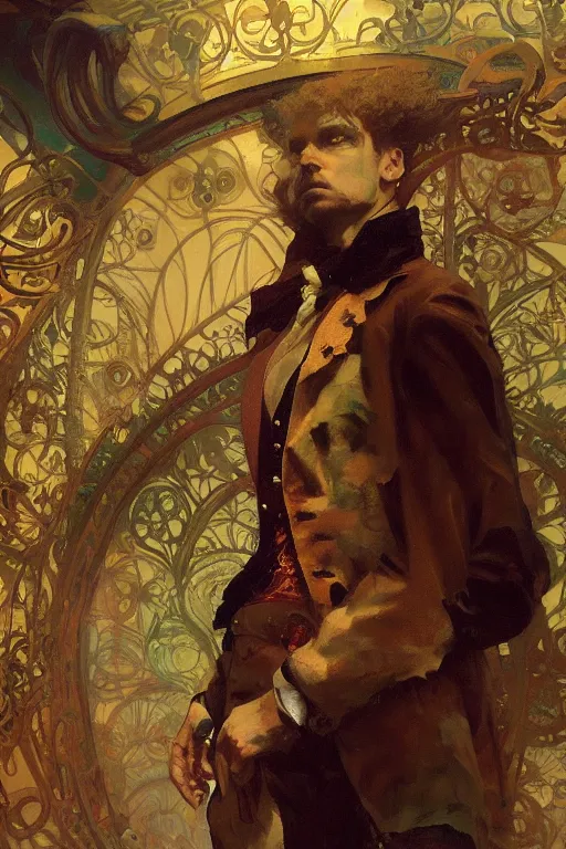 Prompt: an intricate artistic pose painting of a beautiful young victorian gentleman with an artistic pose wearing a beautiful victorian suit, hyper detailed, octane render, vivid colors, artstation, by jeremy mann, alphonse mucha, by boris vallejo