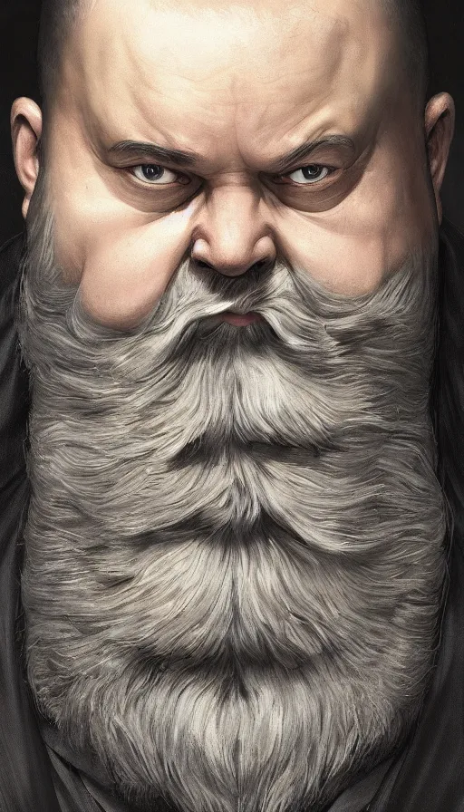 Prompt: the mayor, fat greasy, rich, white beard. fame of thrones, fibonacci, sweat drops, intricate fashion clothing, insane, intricate, highly detailed, surrealistic, digital painting, artstation, concept art, smooth, sharp focus, illustration, Unreal Engine 5, 8K, art by artgerm and greg rutkowski and alphonse mucha