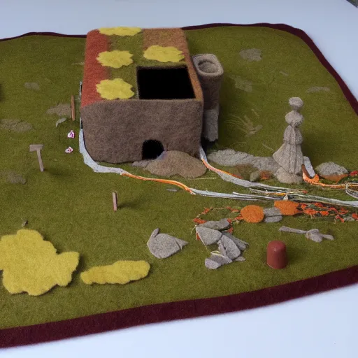 Image similar to detailed felt diorama of an aspect of lifr