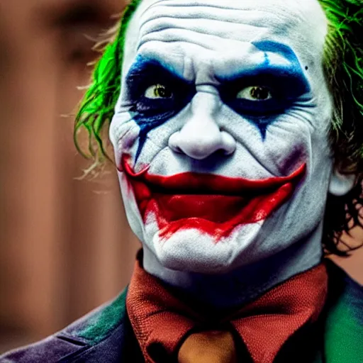 Image similar to cinematic shot of the joker with down syndrome, 8 k, very intricate, very detailed, inspiring,