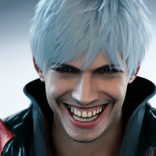 dante from devil may cry, medium length hair, smiling,, Stable Diffusion