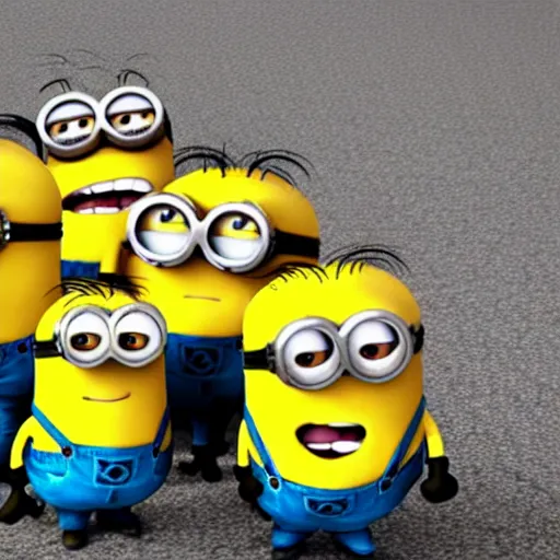 Prompt: minions characters at the hidenburg disaster.