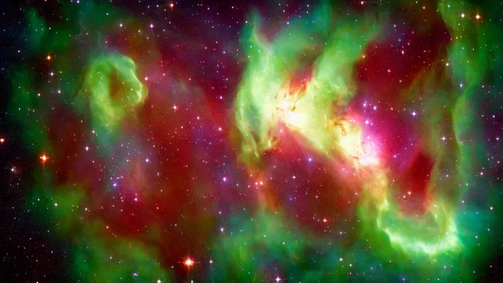 Image similar to ((((Hulk shape)))) made in the form of a (((nasa nebula photo))), James Webb telescope photo, photo