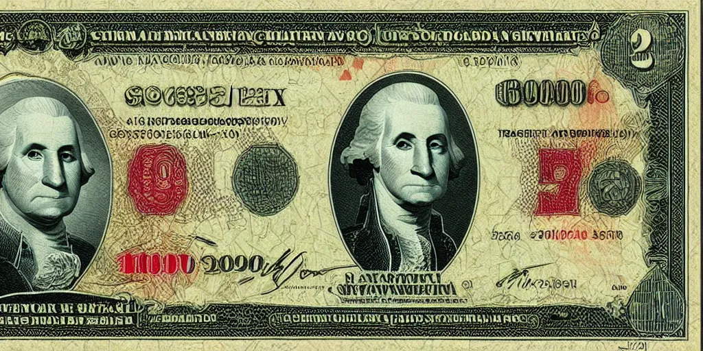 Image similar to high tech usd banknote, george washington, realistic, many small details, 8 k, sharp, clean, grid, by moebius, peter mohrbacher, doug mahnke, leonardo da vinci,