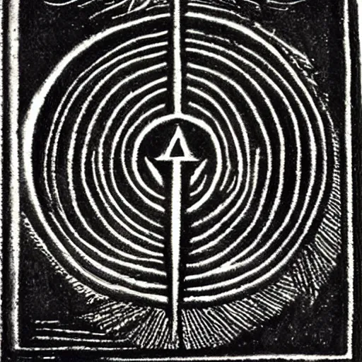 Image similar to magic protection iconography old occult runes intaglio etching engraving alchemy ink witchcraft