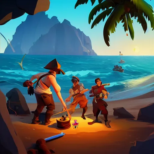 Image similar to painting treasure on sea of thieves game smooth median photoshop filter cutout vector, behance hd by jesper ejsing, by rhads, makoto shinkai and lois van baarle, ilya kuvshinov, rossdraws global illumination