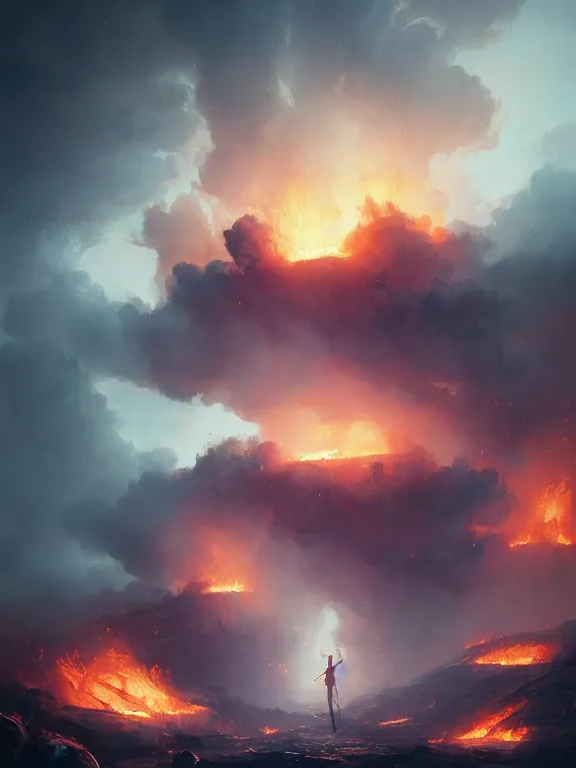 Prompt: photo of 8k ultra realistic oil wells on fire ,heavy clouds, smoke, full of colour, cinematic lighting, battered, trending on artstation, 4k, hyperrealistic, focused, extreme details,unreal engine 5, cinematic, masterpiece, art by Peter Mohrbacher