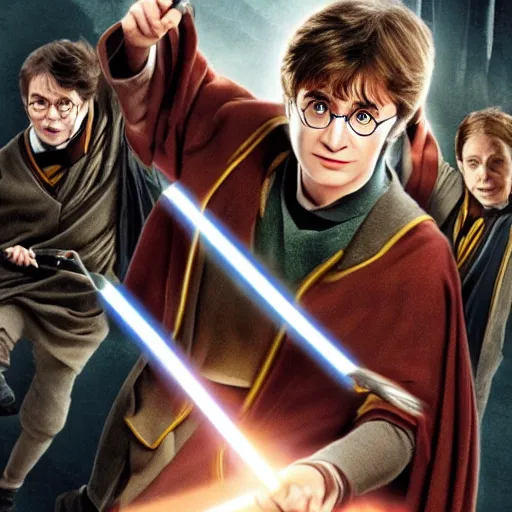 Image similar to Harry Potter as a Jedi Knight