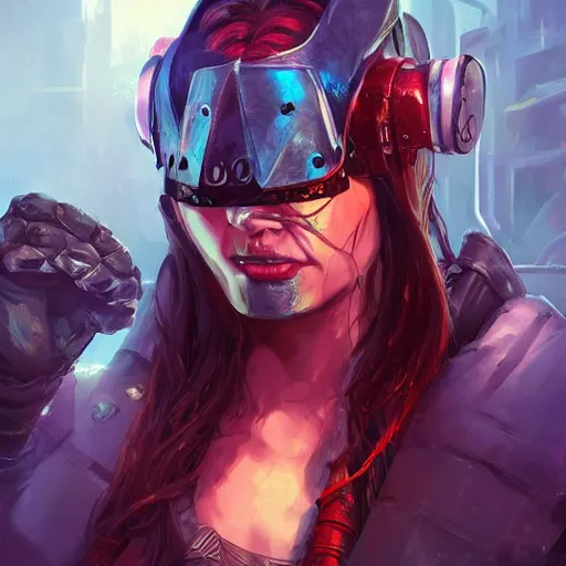 Image similar to cyberpunk viking helmet mask warrior goddess robot ninja fantasy, art gta 5 cover, official fanart behance hd artstation by jesper ejsing, by rhads, makoto shinkai and lois van baarle, ilya kuvshinov, ossdraws