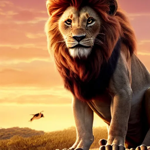 Image similar to johnny depp is the lion king, cgi, cinema, realistic, movie poster